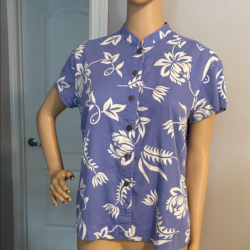 Vintage Blue Pataloha Floral Button-Up Shirt Rare !